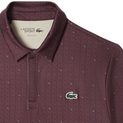 Men's Lacoste Regular Fit UV Protect Golf Polo Shirt - Bordeaux/Navy Blue