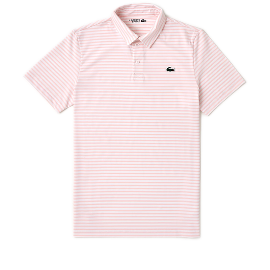 Men's Lacoste Regular Fit UV Protect Golf Polo Shirt - Light Pink/White