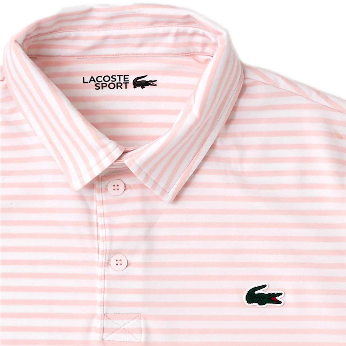 Men's Lacoste Regular Fit UV Protect Golf Polo Shirt - Light Pink/White