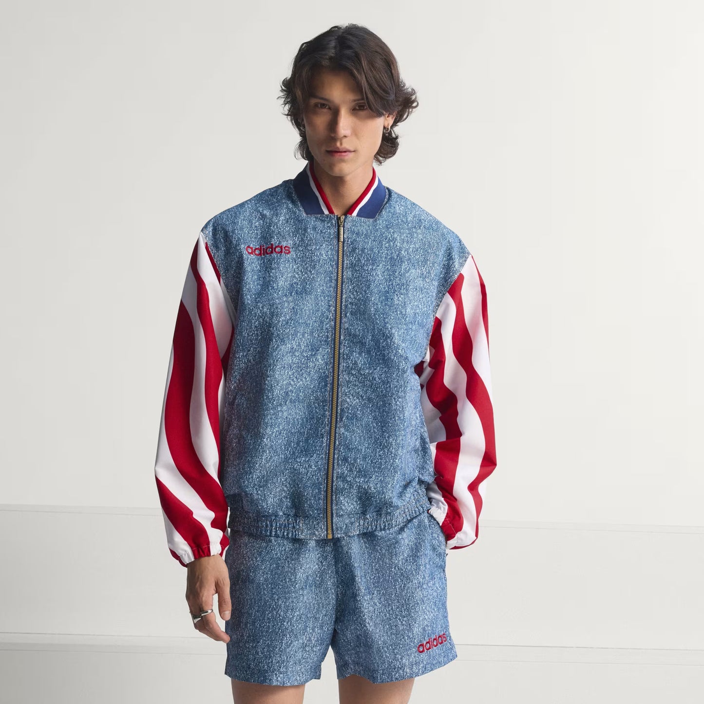 Adidas Denim Graphic Track Top - White/Dark Blue