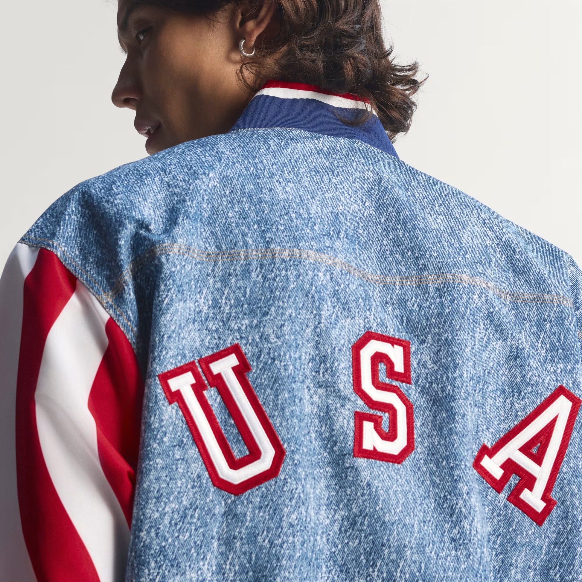 Adidas Denim Graphic Track Top - White/Dark Blue