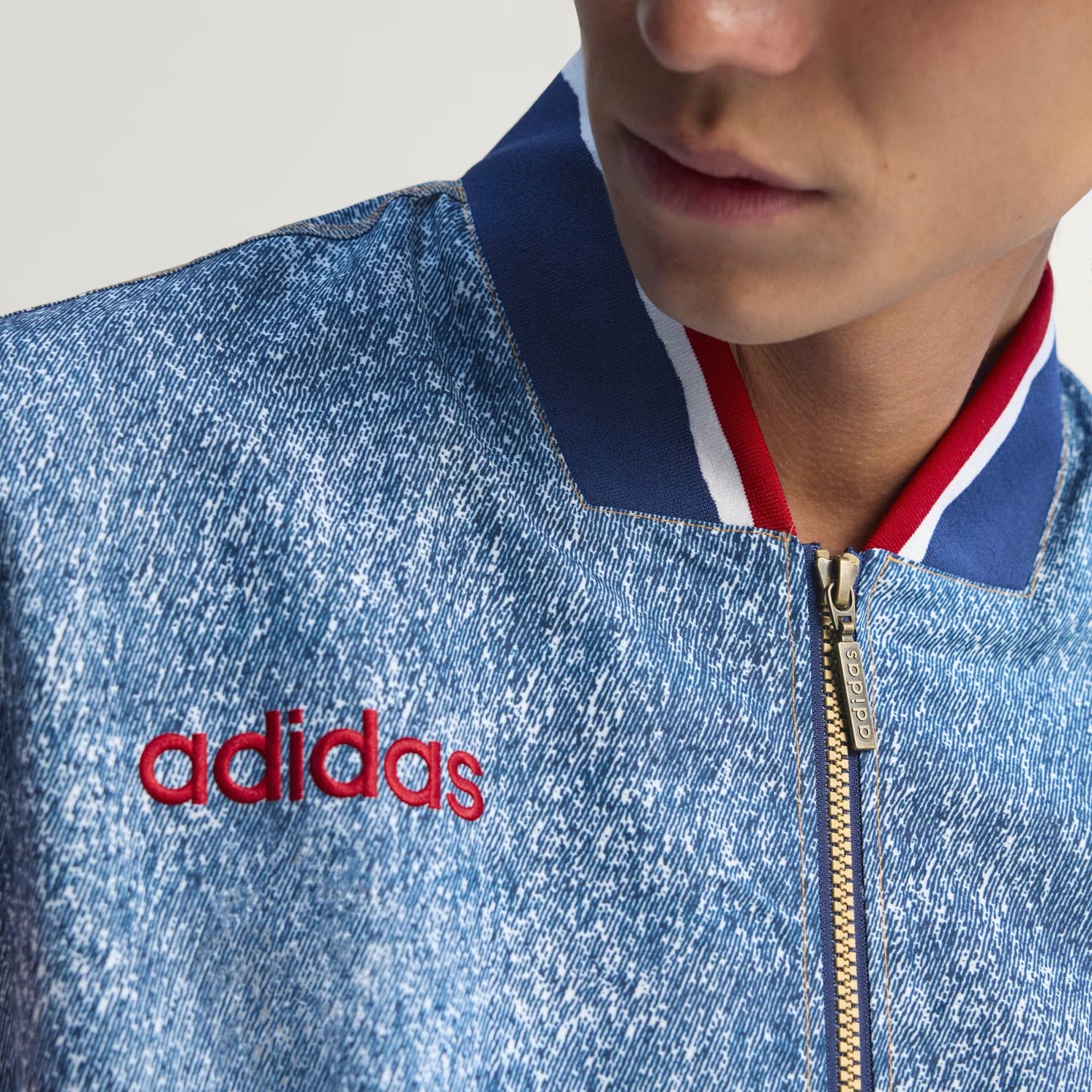 Adidas Denim Graphic Track Top - White/Dark Blue
