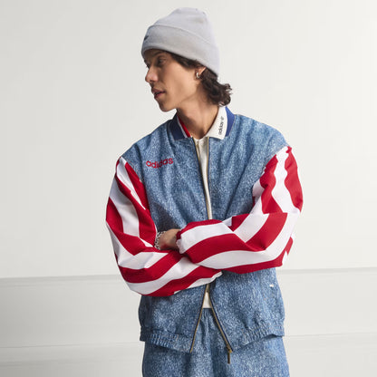 Adidas Denim Graphic Track Top - White/Dark Blue