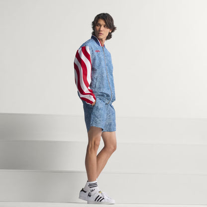 Adidas Denim Graphic Track Top - White/Dark Blue