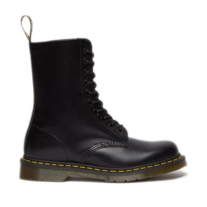 Dr. Martens 1490 Smooth Leather Mid Calf Lace Up Boots - Black Smooth