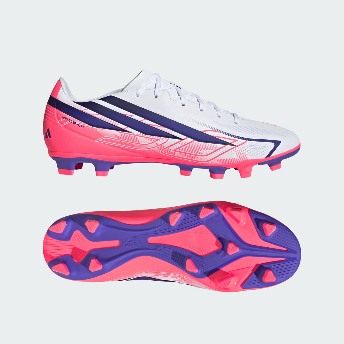 Adidas F50 Hyperfast Club Firm Ground / Multi Ground - Cloud White / Solar Purple / Solar Turbo