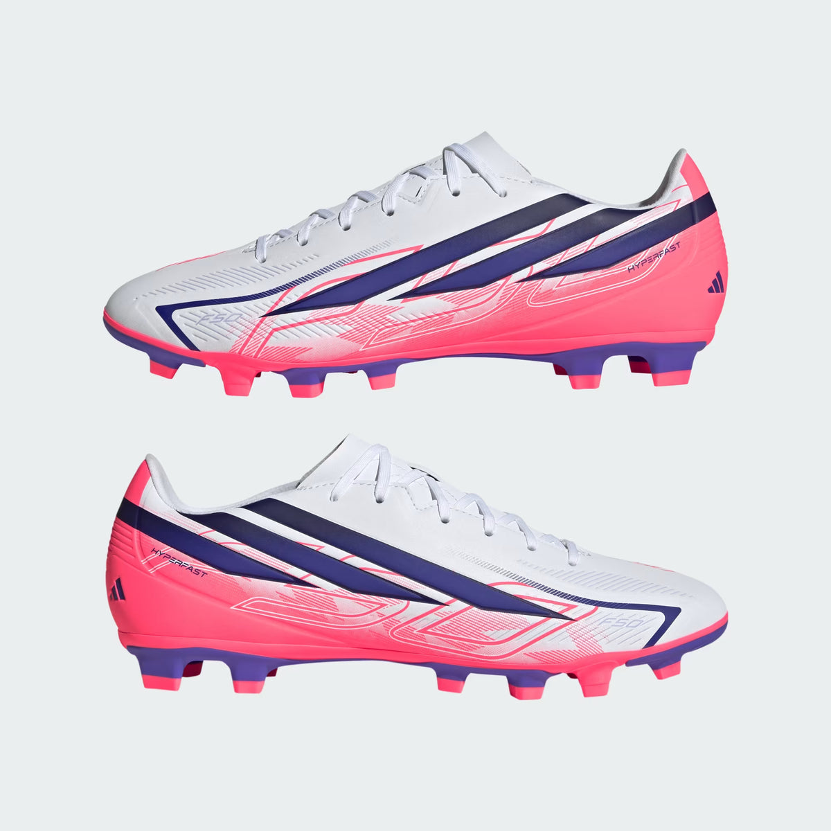 Adidas F50 Hyperfast Club Firm Ground / Multi Ground - Cloud White / Solar Purple / Solar Turbo