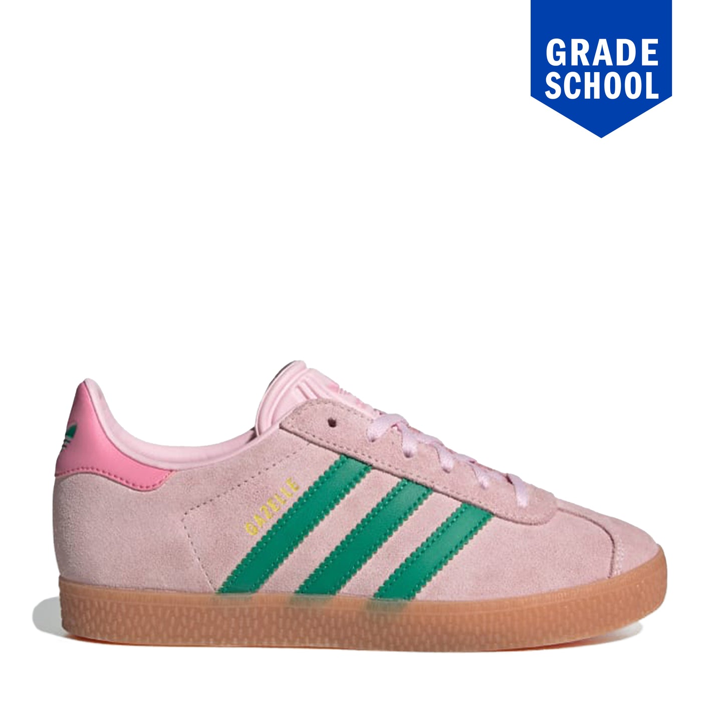 Grade School Adidas Gazelle Shoes - Clear Pink/Court Green/Bliss Pink