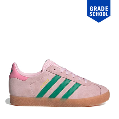 Grade School Adidas Gazelle Shoes - Clear Pink/Court Green/Bliss Pink