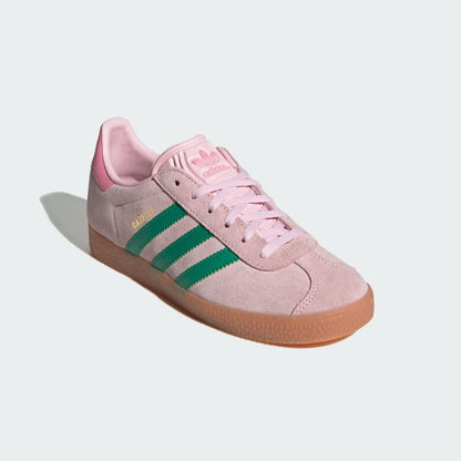 Grade School Adidas Gazelle Shoes - Clear Pink/Court Green/Bliss Pink