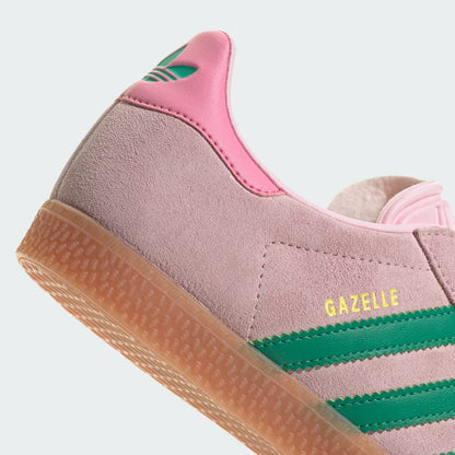 Grade School Adidas Gazelle Shoes - Clear Pink/Court Green/Bliss Pink