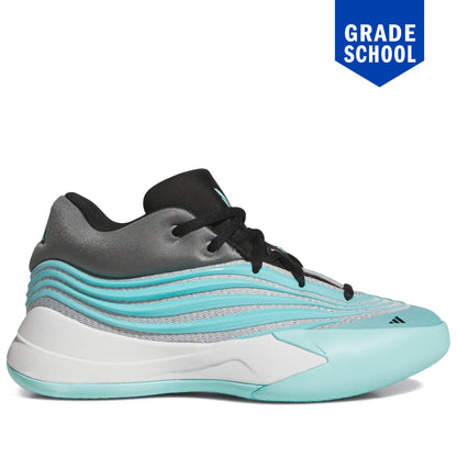 Grade School Adidas Dame X Flash Aqua Core Black Grey Two