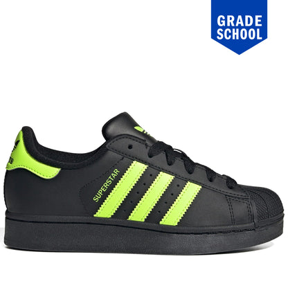 Grade School Adidas Superstar II Core Black Signal Green Core Black