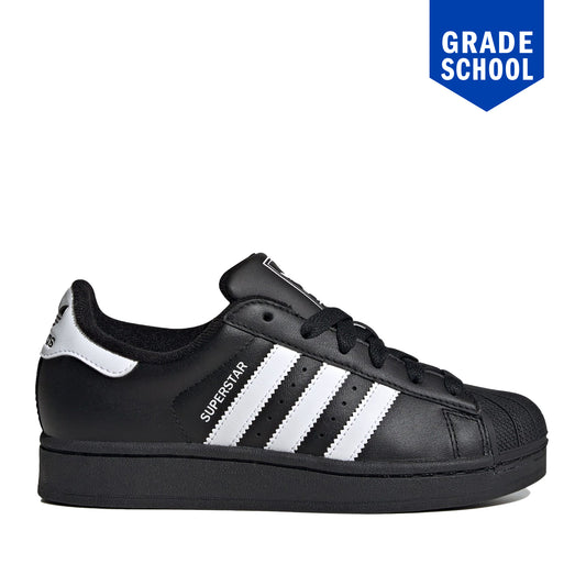 Grade School Adidas Superstar II J Shoes - Black/White/Black