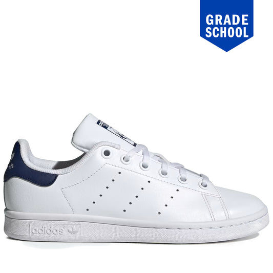 Grade School's Adidas Stan Smith Shoes - White/Dark Blue