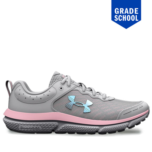 Grade School Under Armour Assert 10 Running Shoes - Pink/Pink/Grey
