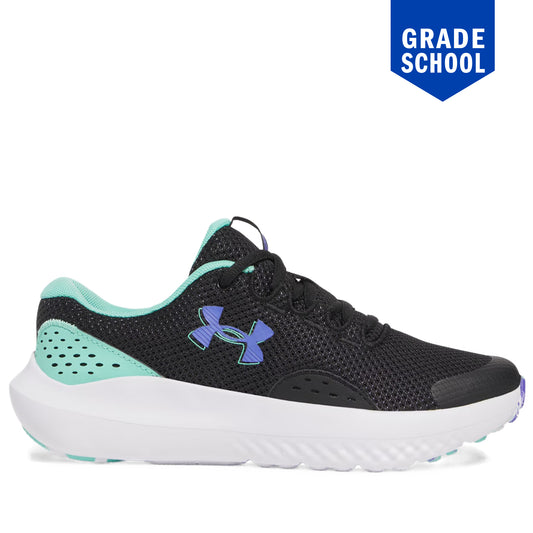 Grade School Under Armour Surge 4 - Black/Comet Green/Virtual Violet