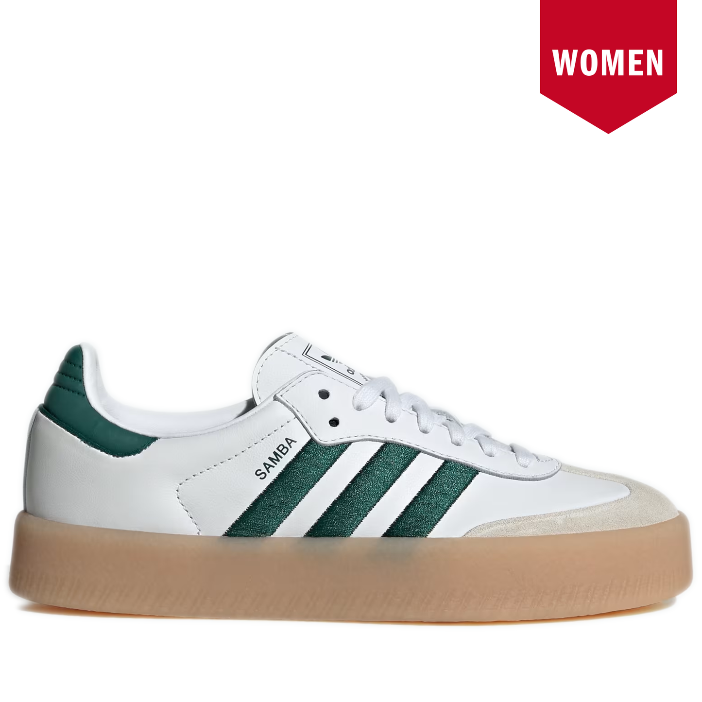 Women's Adidas Sambae Shoes - Cloud White / Collegiate Green / Cloud White