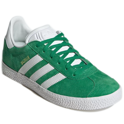 Grade School Adidas Gazelle Shoes - Green / Cloud White / Gold Metallic