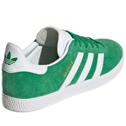 Grade School Adidas Gazelle Shoes - Green / Cloud White / Gold Metallic