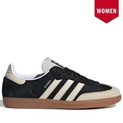 Women's Adidas Samba OG Shoes - Core Black/Wonder White/Silver Metallic Core Black Wonder White Silver Metallic
