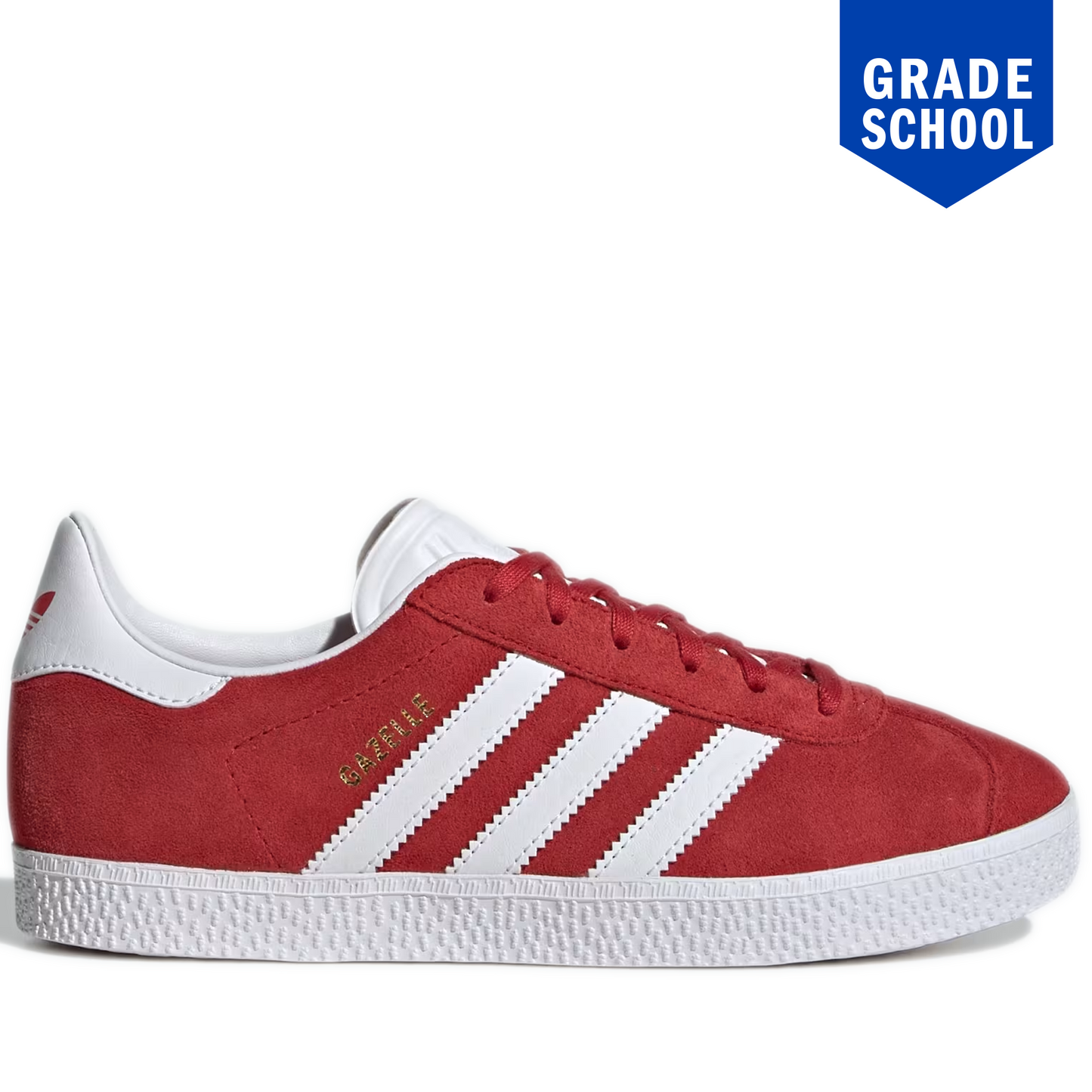 Grade School Adidas Gazelle Shoes - Better Scarlet / Cloud White / Gold Metallic