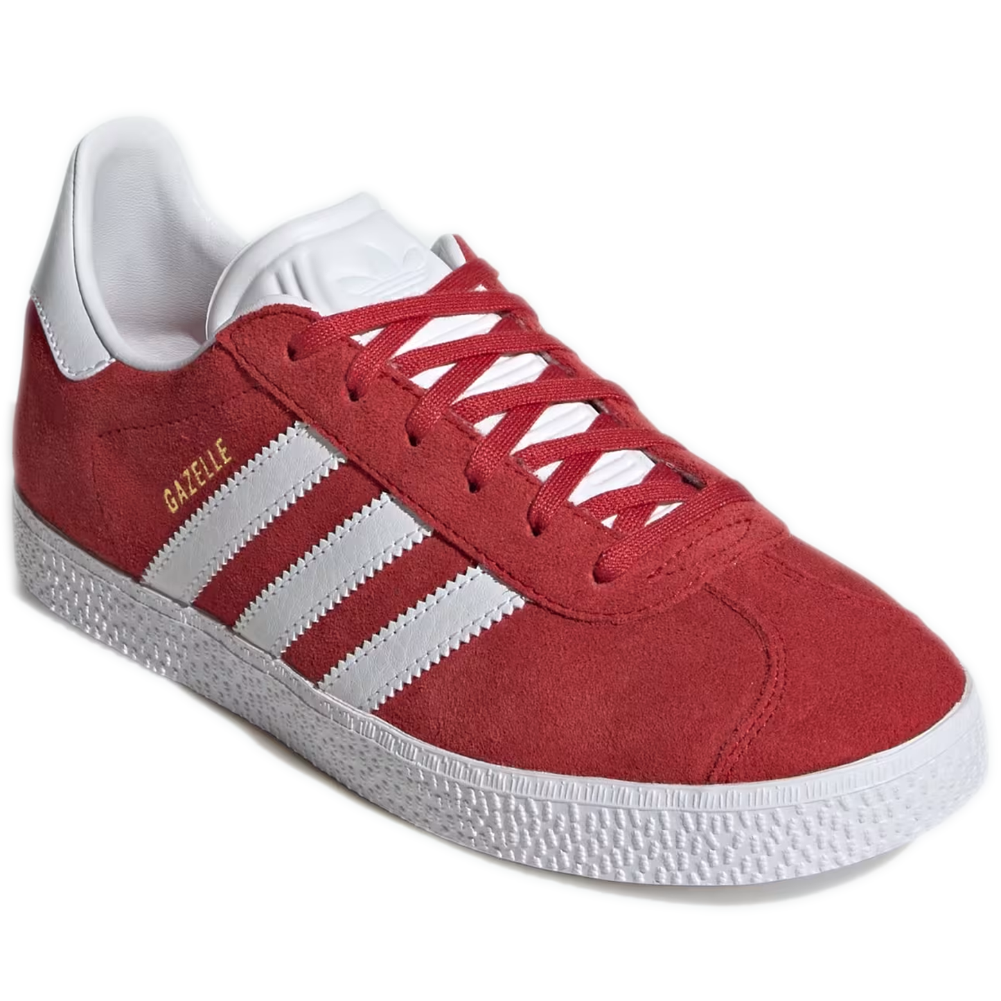 Grade School Adidas Gazelle Shoes - Better Scarlet / Cloud White / Gold Metallic