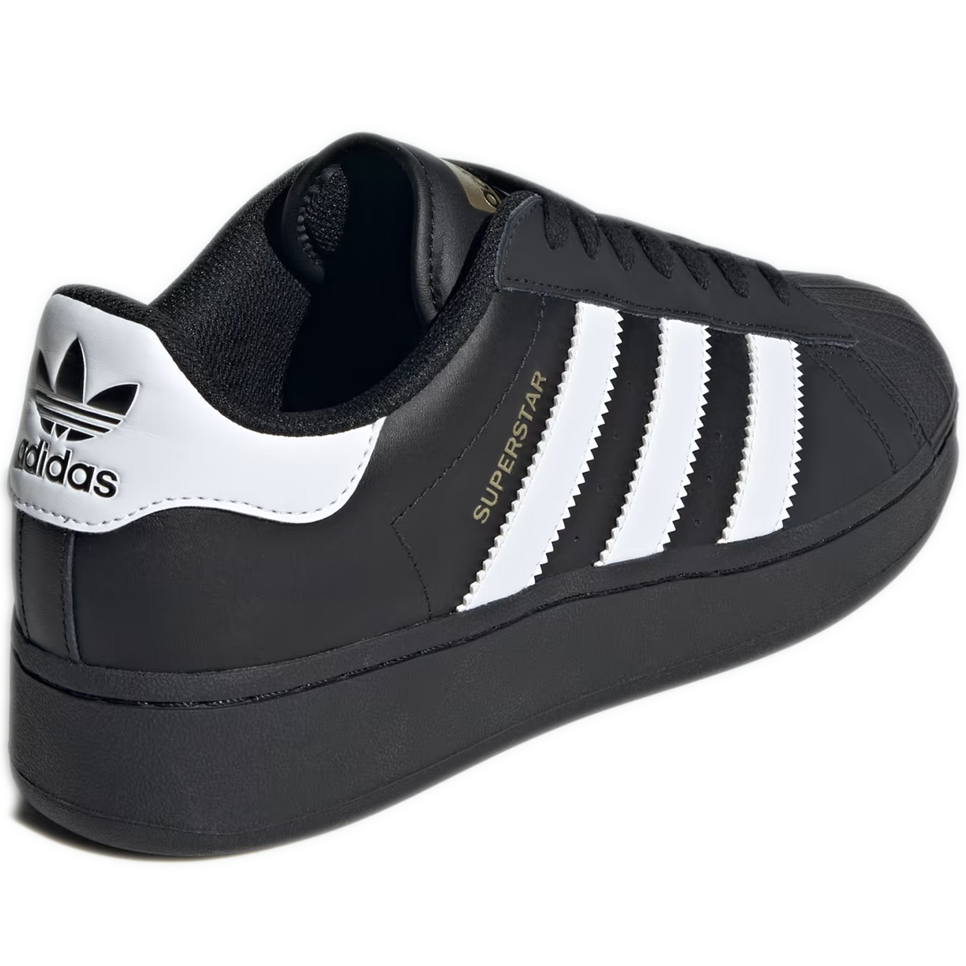 Men's Adidas Superstar XLG Shoes - Core Black / Cloud White / Gold Met –  Cool J's Miami