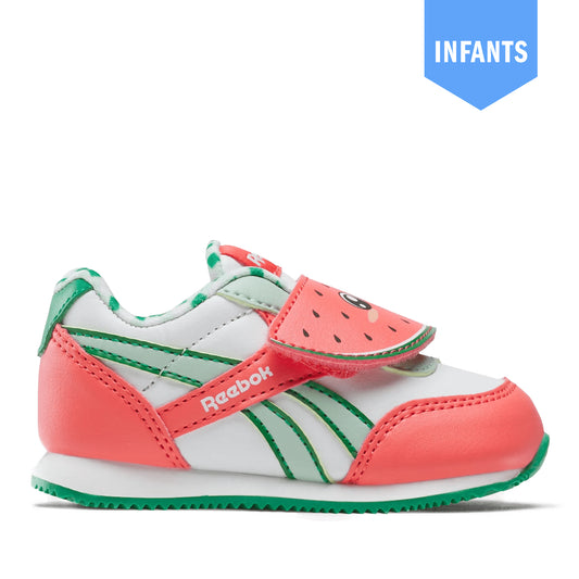 Infant's Reebok Royal CL Jogger 2.0 KC - White/Sunset Coral/Classic Green