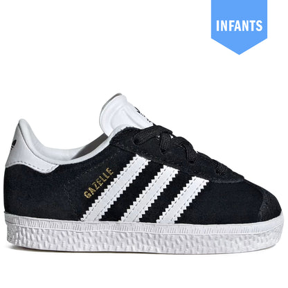 Infant's Adidas Gazelle Comfort Closure Elastic Laces Shoes - Black/White