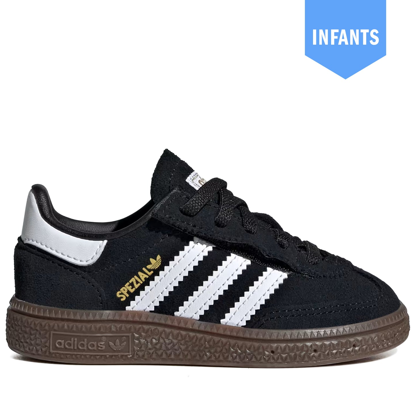 Infant's Adidas Handball Spezial Comfort Closure Elastic Lace Shoes - Black/White/Gum