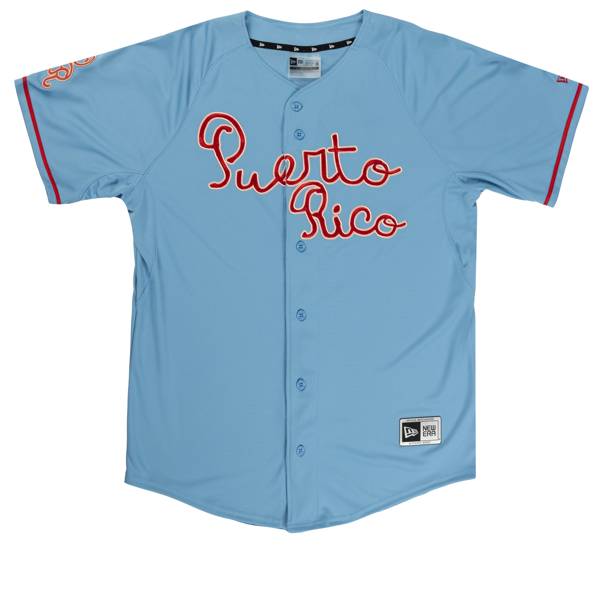 Men's New Era Puerto Rico FG Jersey - Sky Blue Front