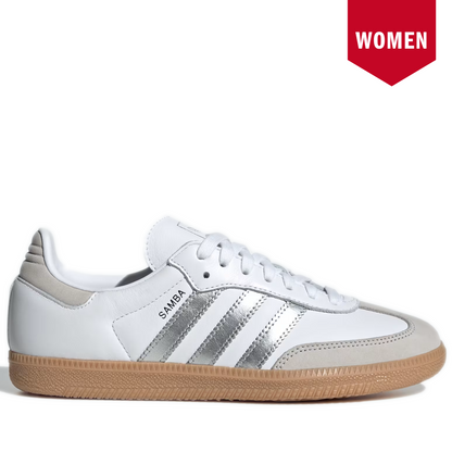 Women's Adidas Samba OG Shoes - Cloud White/Silver Metallic