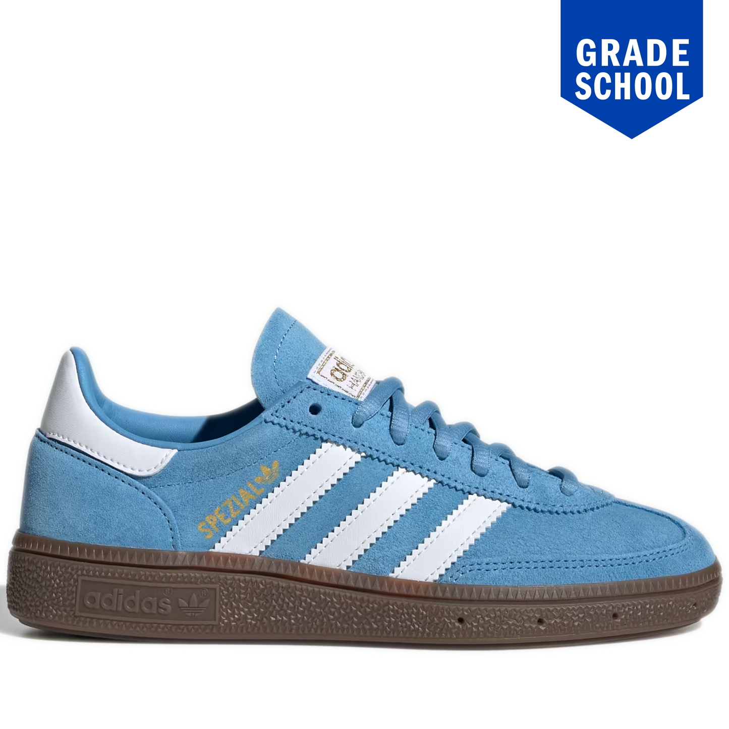 Grade School Adidas Handball Spezial Shoes - Light Blue / Cloud White / Gum