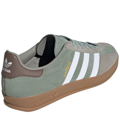 Men's Adidas Gazelle Indoor Shoes - Silver Pebble/Silver Green/White