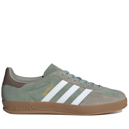 Men's Adidas Gazelle Indoor Shoes - Silver Pebble/Silver Green/White