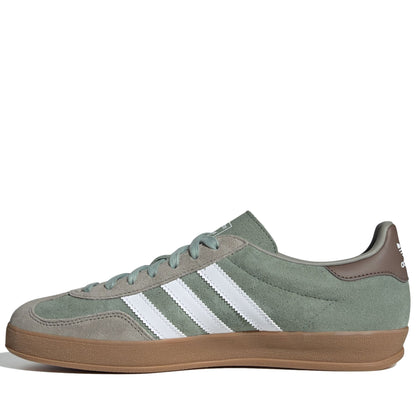 Men's Adidas Gazelle Indoor Shoes - Silver Pebble/Silver Green/White