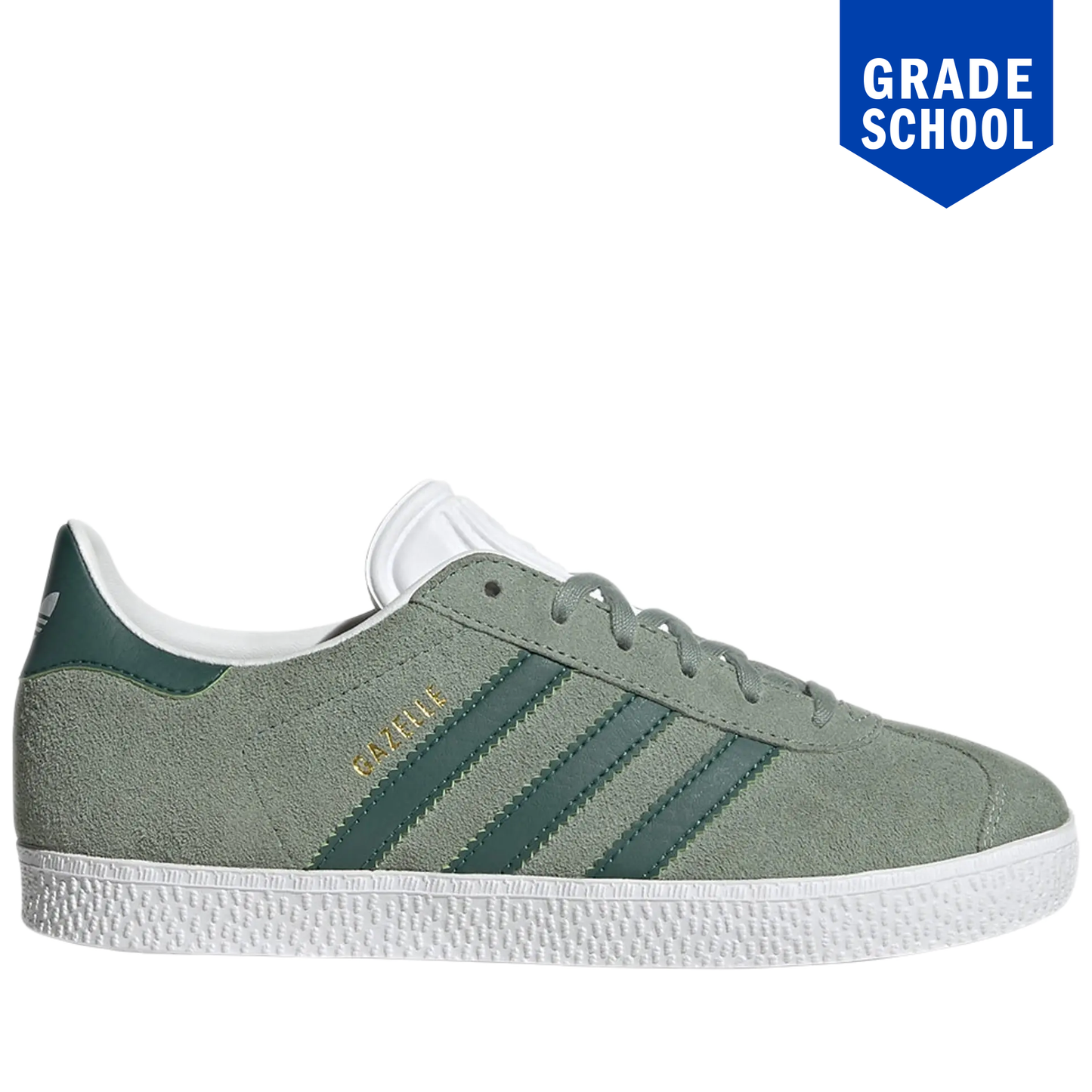 Grade School Adidas Gazelle Shoes - Silver Green / Collegiate Green / Cloud White