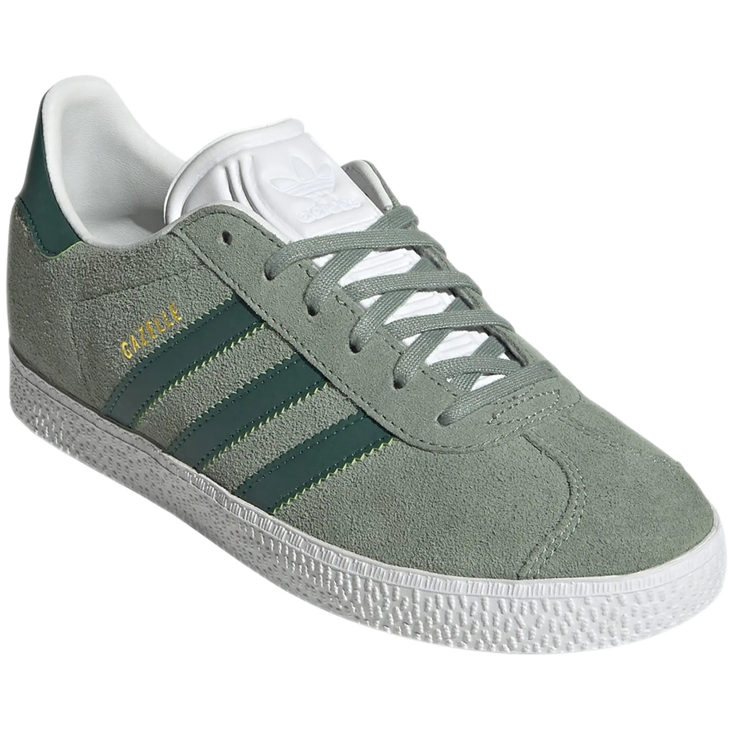 Grade School Adidas Gazelle Shoes - Silver Green / Collegiate Green / Cloud White