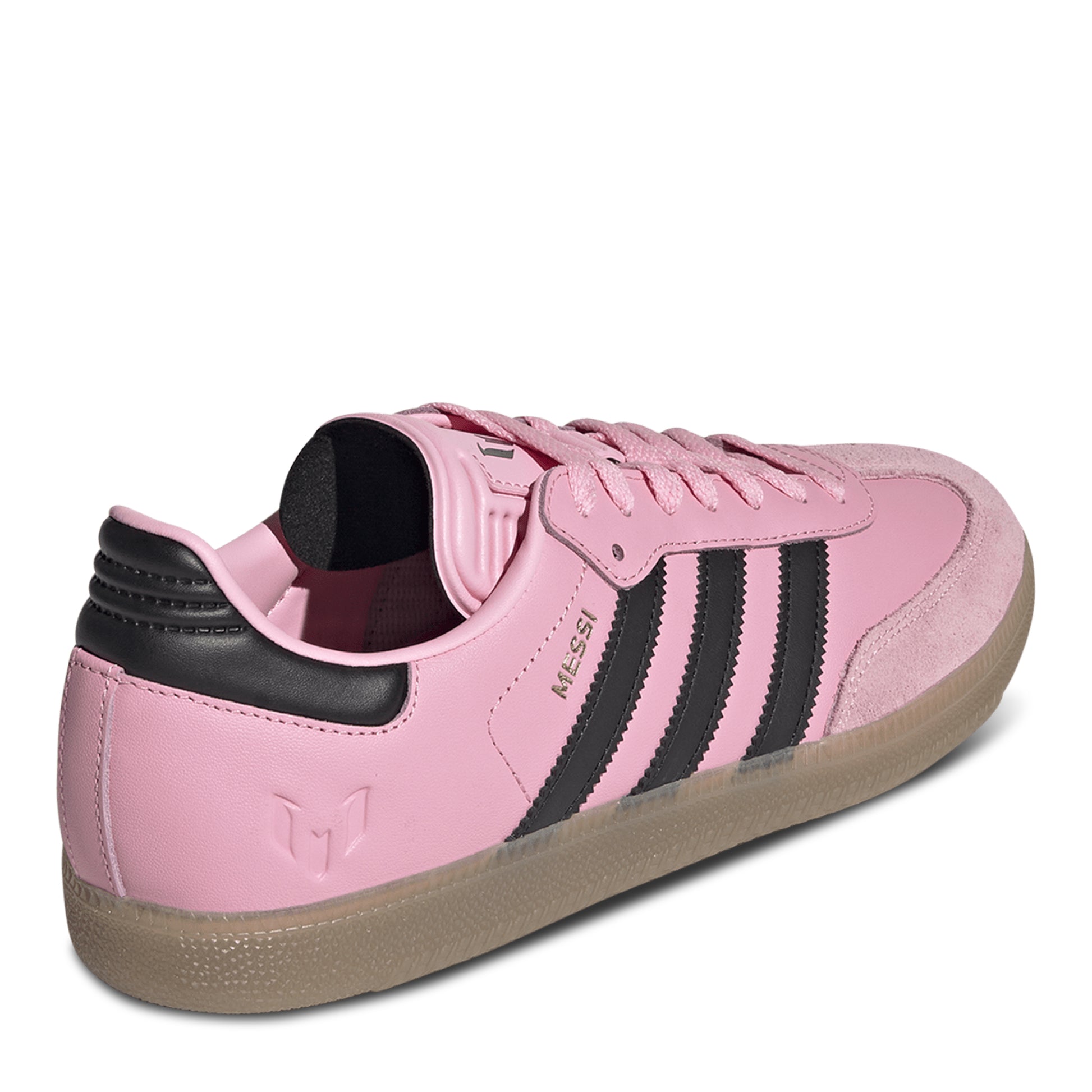 Men's Adidas Samba Messi - Light Pink/Black/Gum - Heel Detail