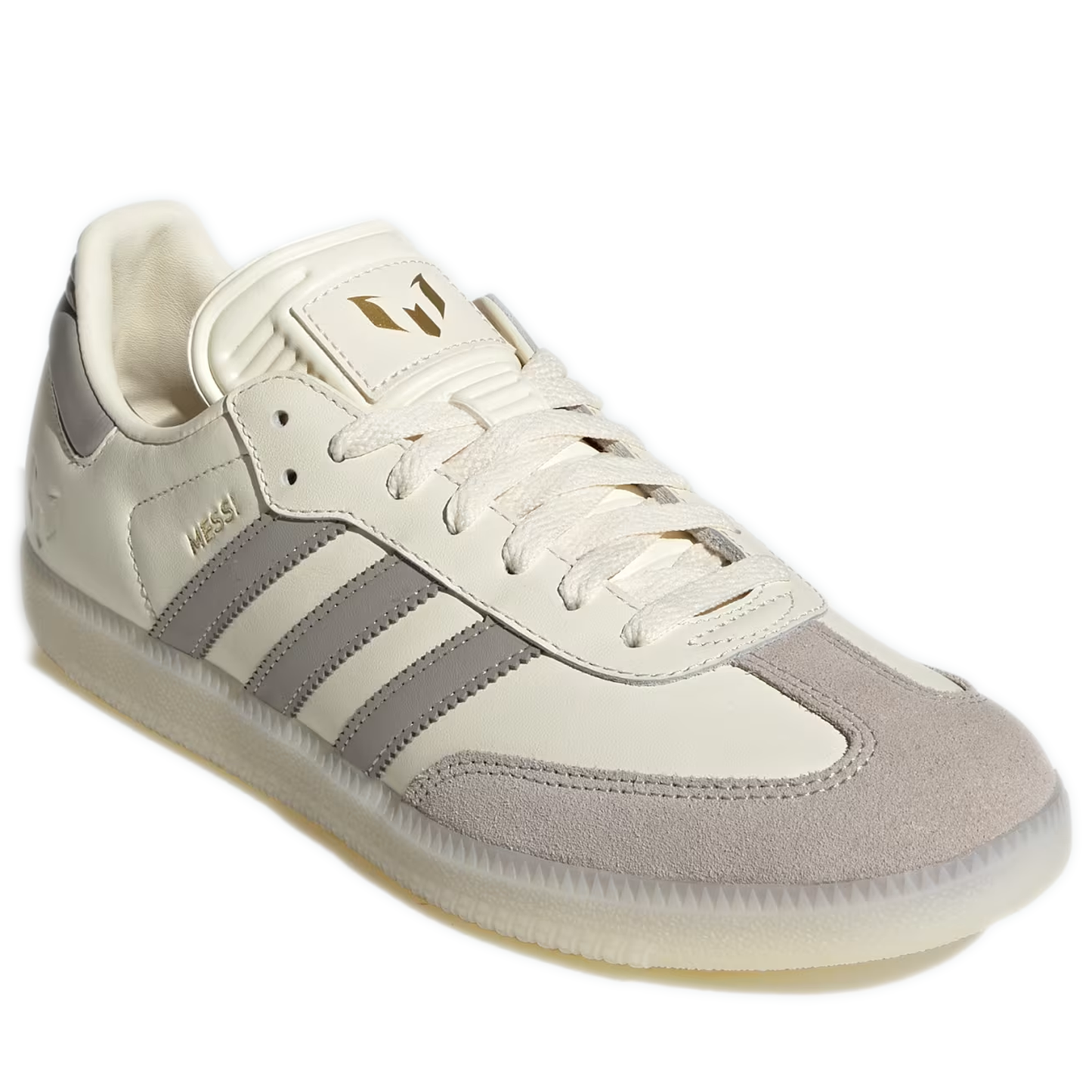 Men's Adidas Samba Messi Indoor Soccer Shoes - Cream White / Light Brown / Gold Metallic