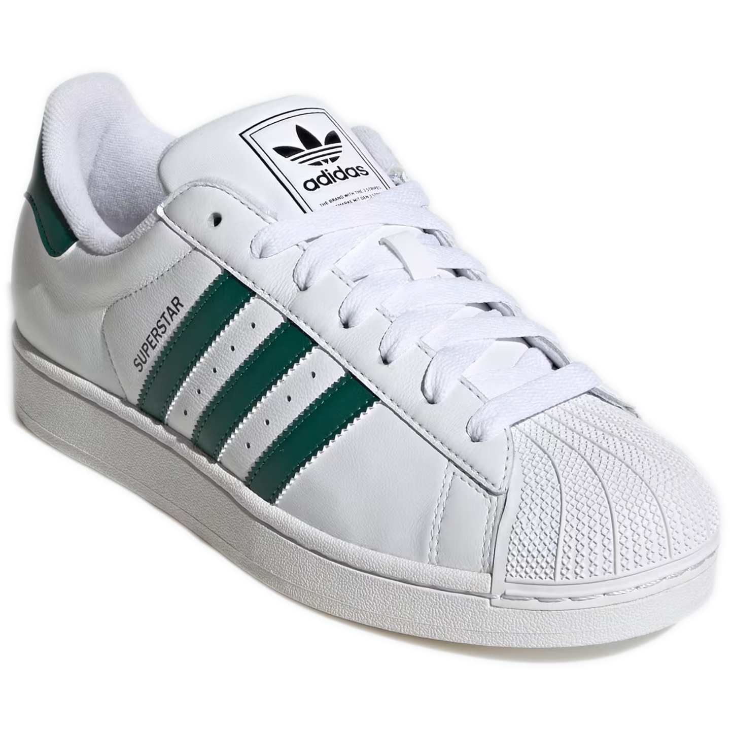 Men's Adidas Superstar II Shoes - Cloud White / Collegiate Green / Core Black