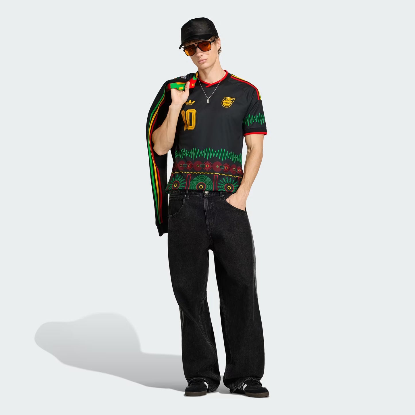 Men's Adidas Jamaica x Bob Marley Away Jersey - Black/Multicolor