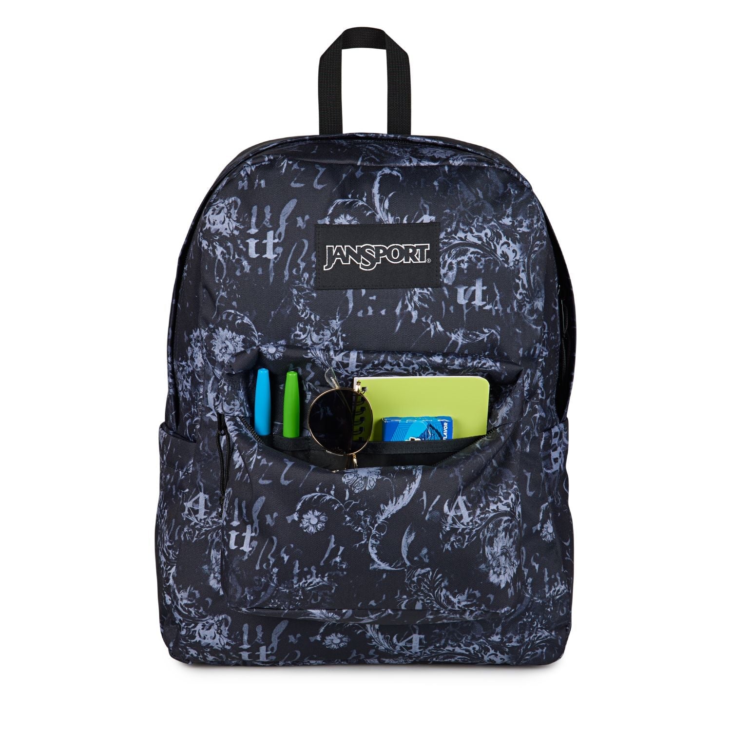 jansport backpack black with stars SuperBreak Plus Padded 15-inch Laptop Sleeve and Integrated Bottle Pocket - Spacious and Durable Daypack for Work and Travel Interior padded 15 laptop sleeve helps protect your device from bumps and drops JanSport Main Campus Backpack -