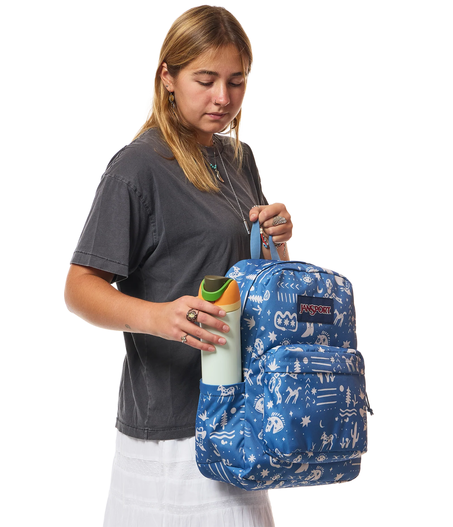 JanSport SuperBreak Plus Backpack -  Yeehaw and Horse / Elemental Blue