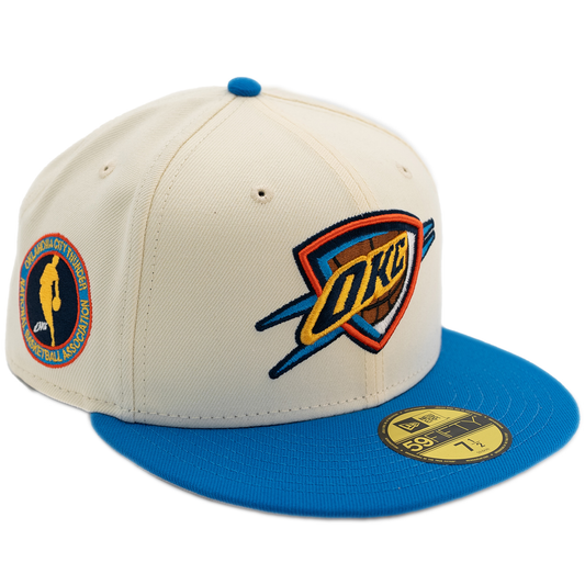 New Era Oklahoma City Thunder 59Fifty Fitted Hat - Chrome/ Blue