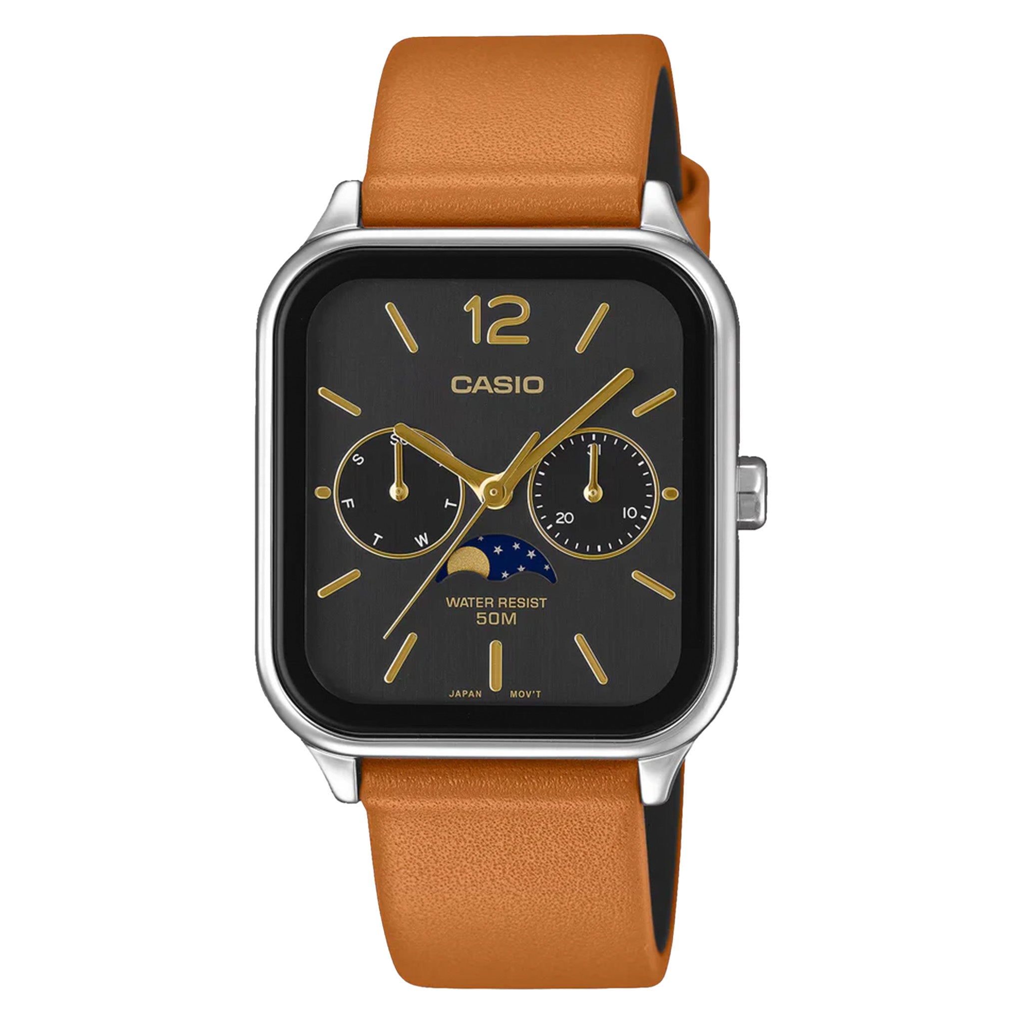 Casio Moon Phase MTP-M305LC-1AV Leather Watch - Tan/Black – Cool