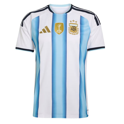 Men's Adidas Argentina 26 Home Messi Authentic Jersey White Icey Blue Light Blue