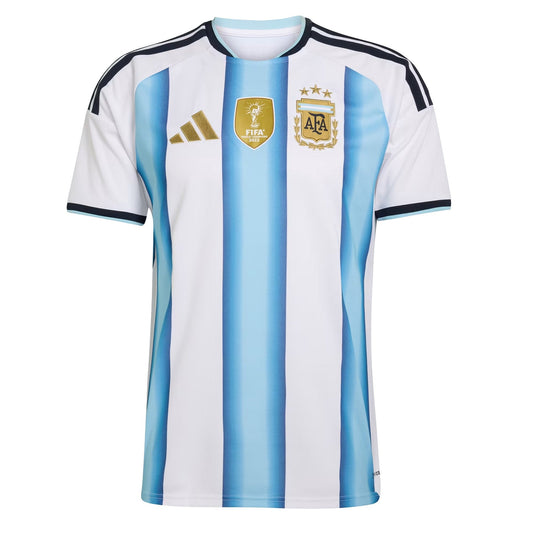 Men's Adidas Argentina 26 Home Messi Authentic Jersey White Icey Blue Light Blue
