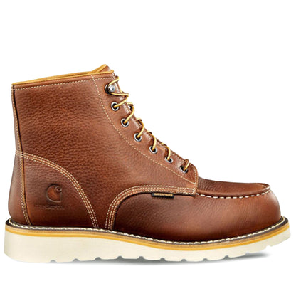 Men's Carhartt Waterproof 6" Moc Toe Wedge Boot Soft Tan Full Grain Leather
